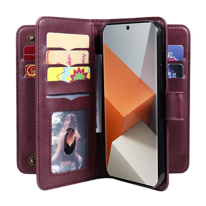 KT Multi-Functional Series-1 For Xiaomi Redmi Note 13 Pro+ 5G Case Wallet 10 Card Holder PU Leather Flip Phone Cover