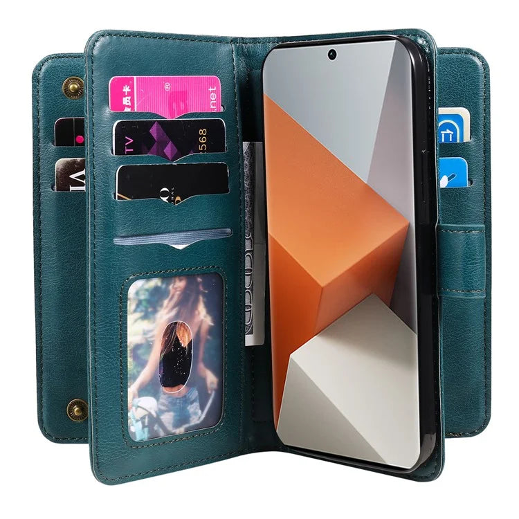 KT Multi-Functional Series-1 For Xiaomi Redmi Note 13 Pro+ 5G Case Wallet 10 Card Holder PU Leather Flip Phone Cover