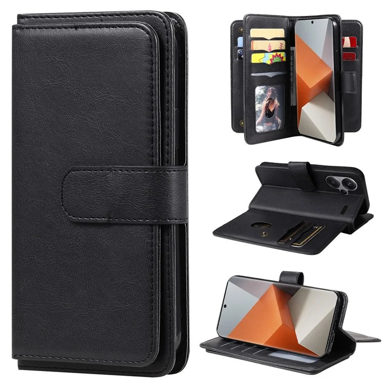KT Multi-Functional Series-1 For Xiaomi Redmi Note 13 Pro+ 5G Case Wallet 10 Card Holder PU Leather Flip Phone Cover