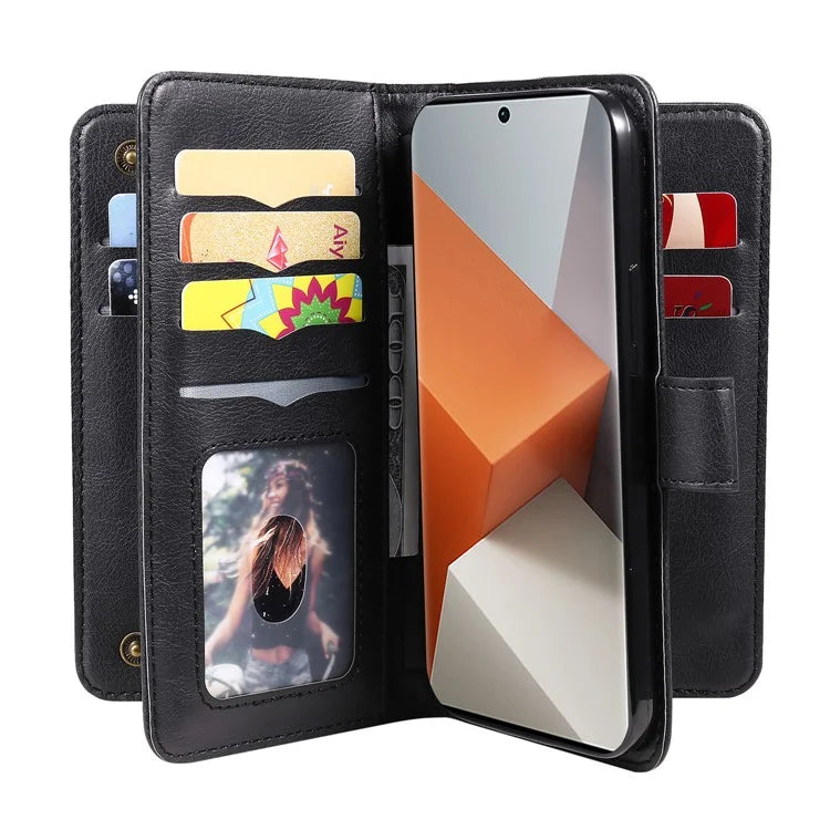 KT Multi-Functional Series-1 For Xiaomi Redmi Note 13 Pro+ 5G Case Wallet 10 Card Holder PU Leather Flip Phone Cover