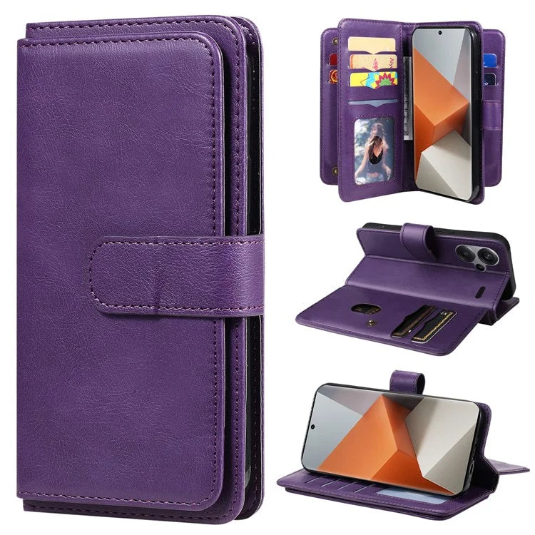 KT Multi-Functional Series-1 For Xiaomi Redmi Note 13 Pro+ 5G Case Wallet 10 Card Holder PU Leather Flip Phone Cover