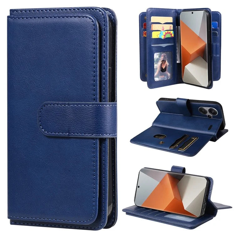 KT Multi-Functional Series-1 For Xiaomi Redmi Note 13 Pro+ 5G Case Wallet 10 Card Holder PU Leather Flip Phone Cover