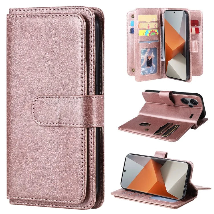 KT Multi-Functional Series-1 For Xiaomi Redmi Note 13 Pro+ 5G Case Wallet 10 Card Holder PU Leather Flip Phone Cover