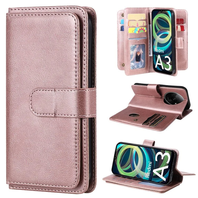 KT Multi-Functional Series-1 For Xiaomi Poco C61 4G / Redmi A3 4G Case Shockproof Flip Leather Phone Cover 10 Card Holder