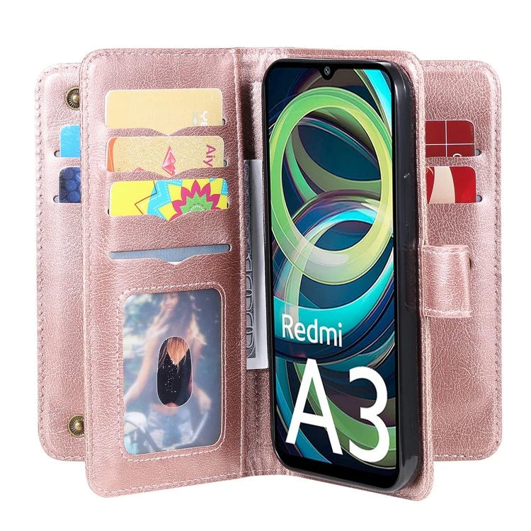 KT Multi-Functional Series-1 For Xiaomi Poco C61 4G / Redmi A3 4G Case Shockproof Flip Leather Phone Cover 10 Card Holder