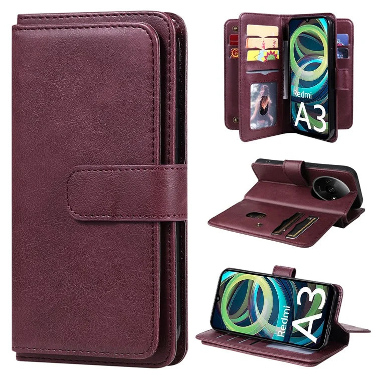KT Multi-Functional Series-1 For Xiaomi Poco C61 4G / Redmi A3 4G Case Shockproof Flip Leather Phone Cover 10 Card Holder