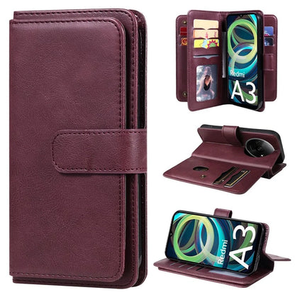 KT Multi-Functional Series-1 For Xiaomi Poco C61 4G / Redmi A3 4G Case Shockproof Flip Leather Phone Cover 10 Card Holder