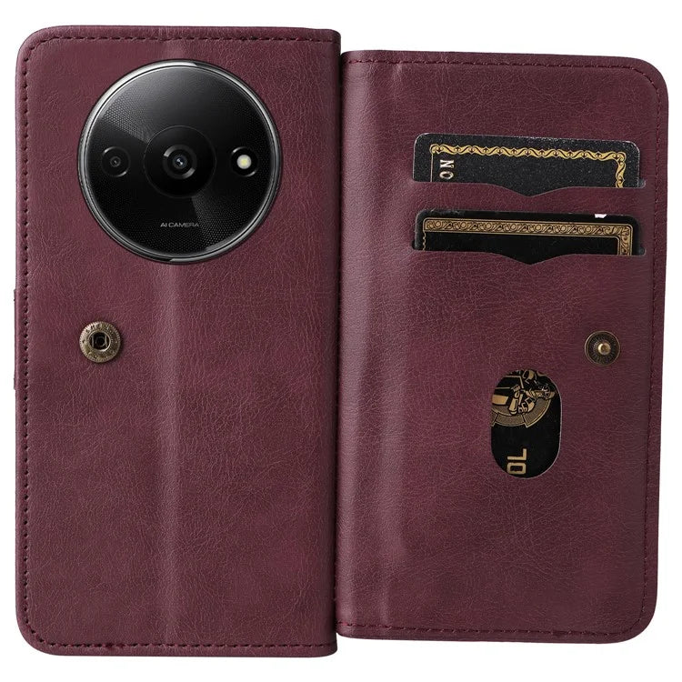 KT Multi-Functional Series-1 For Xiaomi Poco C61 4G / Redmi A3 4G Case Shockproof Flip Leather Phone Cover 10 Card Holder