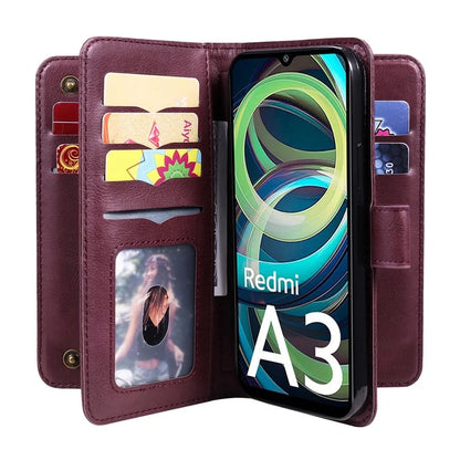 KT Multi-Functional Series-1 For Xiaomi Poco C61 4G / Redmi A3 4G Case Shockproof Flip Leather Phone Cover 10 Card Holder