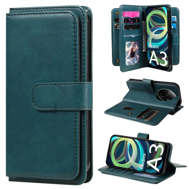 KT Multi-Functional Series-1 For Xiaomi Poco C61 4G / Redmi A3 4G Case Shockproof Flip Leather Phone Cover 10 Card Holder