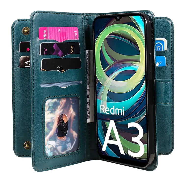 KT Multi-Functional Series-1 For Xiaomi Poco C61 4G / Redmi A3 4G Case Shockproof Flip Leather Phone Cover 10 Card Holder