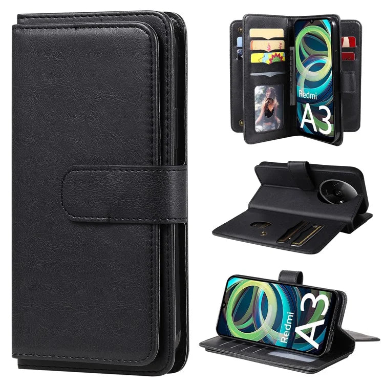KT Multi-Functional Series-1 For Xiaomi Poco C61 4G / Redmi A3 4G Case Shockproof Flip Leather Phone Cover 10 Card Holder