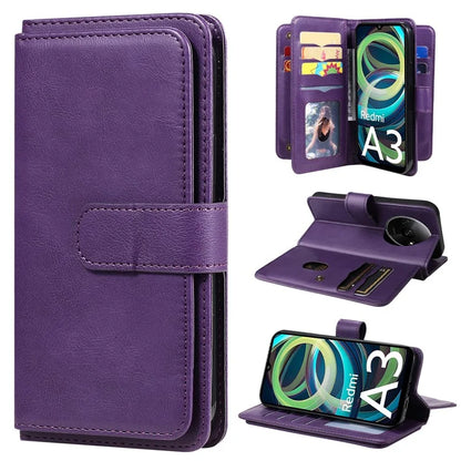 KT Multi-Functional Series-1 For Xiaomi Poco C61 4G / Redmi A3 4G Case Shockproof Flip Leather Phone Cover 10 Card Holder