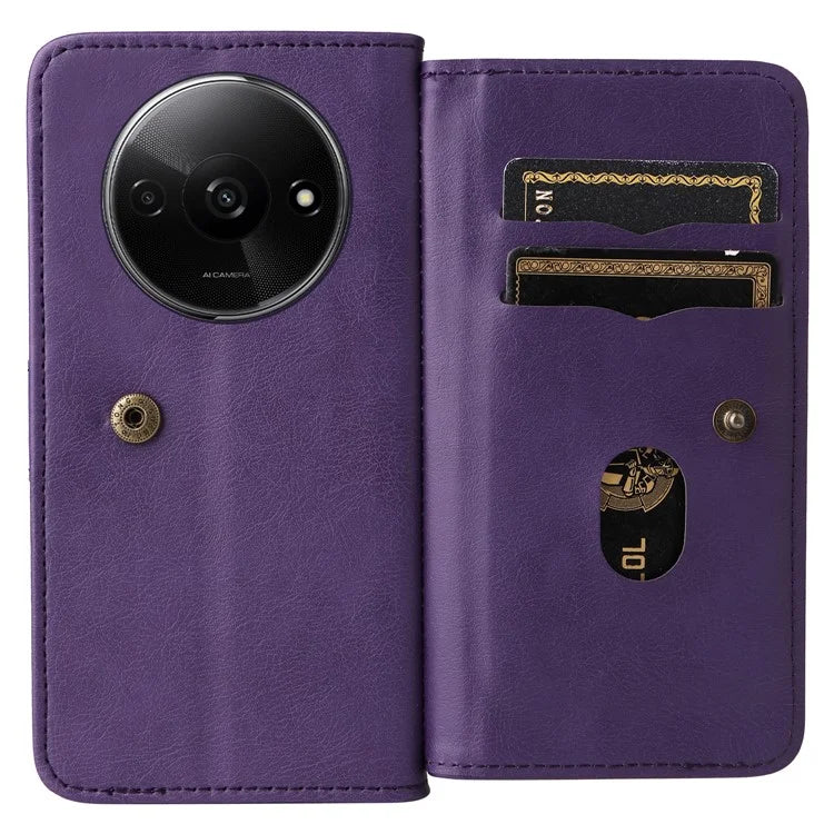 KT Multi-Functional Series-1 For Xiaomi Poco C61 4G / Redmi A3 4G Case Shockproof Flip Leather Phone Cover 10 Card Holder