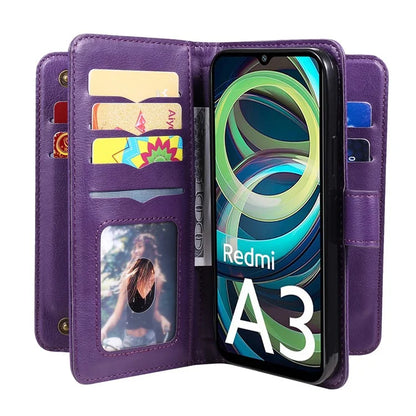 KT Multi-Functional Series-1 For Xiaomi Poco C61 4G / Redmi A3 4G Case Shockproof Flip Leather Phone Cover 10 Card Holder