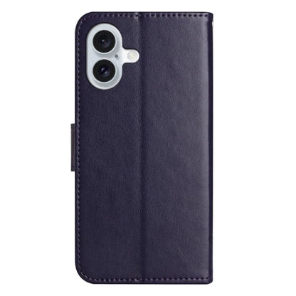 For iPhone 16 Plus Case PU Leather Wallet Phone Cover Butterfly Flower Pattern