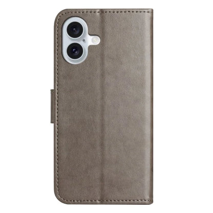 For iPhone 16 Plus Case PU Leather Wallet Phone Cover Butterfly Flower Pattern
