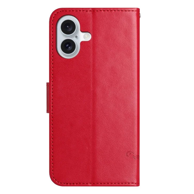 For iPhone 16 Plus Case PU Leather Wallet Phone Cover Butterfly Flower Pattern