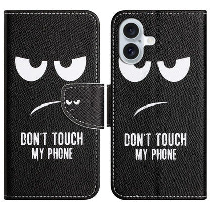 For iPhone 16 Plus Case Pattern Printing Cross Texture Phone Leather Cover