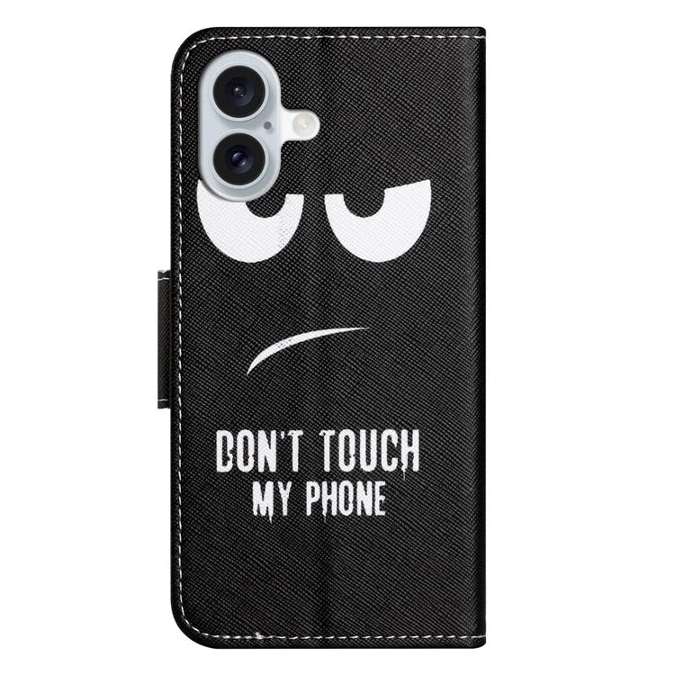 For iPhone 16 Plus Case Pattern Printing Cross Texture Phone Leather Cover