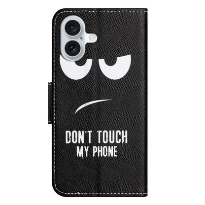 For iPhone 16 Plus Case Pattern Printing Cross Texture Phone Leather Cover