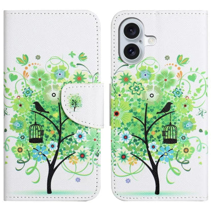 For iPhone 16 Plus Case Pattern Printing Cross Texture Phone Leather Cover