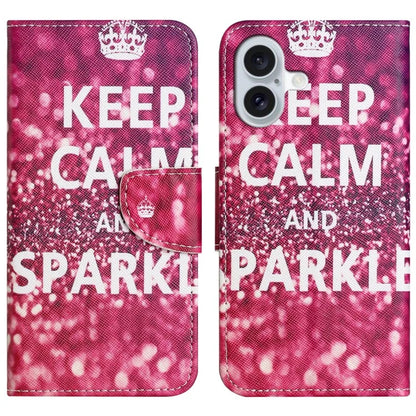 For iPhone 16 Plus Case Pattern Printing Cross Texture Phone Leather Cover