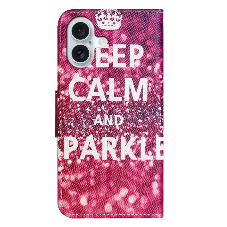 For iPhone 16 Plus Case Pattern Printing Cross Texture Phone Leather Cover