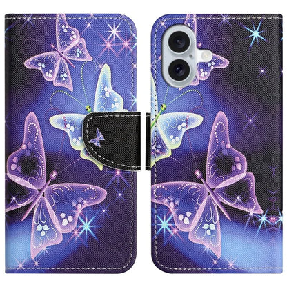 For iPhone 16 Plus Case Pattern Printing Cross Texture Phone Leather Cover