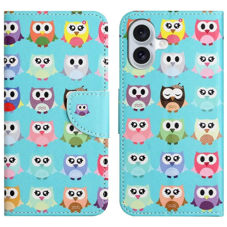 For iPhone 16 Plus Case Pattern Printing Cross Texture Phone Leather Cover