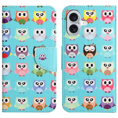 For iPhone 16 Plus Case Pattern Printing Cross Texture Phone Leather Cover