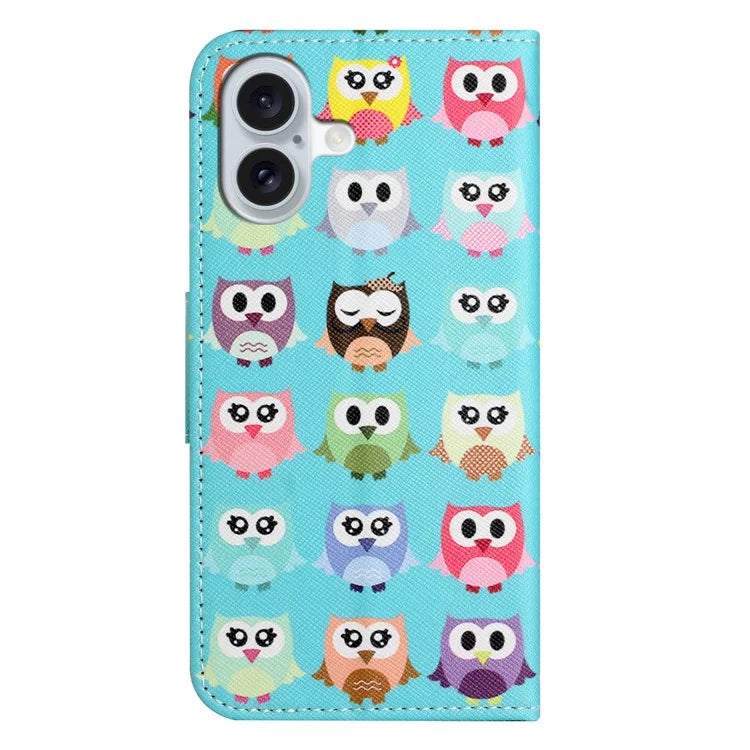 For iPhone 16 Plus Case Pattern Printing Cross Texture Phone Leather Cover
