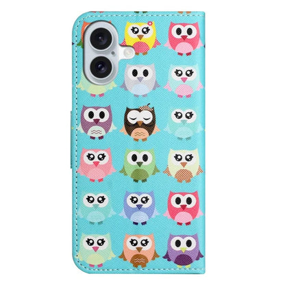 For iPhone 16 Plus Case Pattern Printing Cross Texture Phone Leather Cover