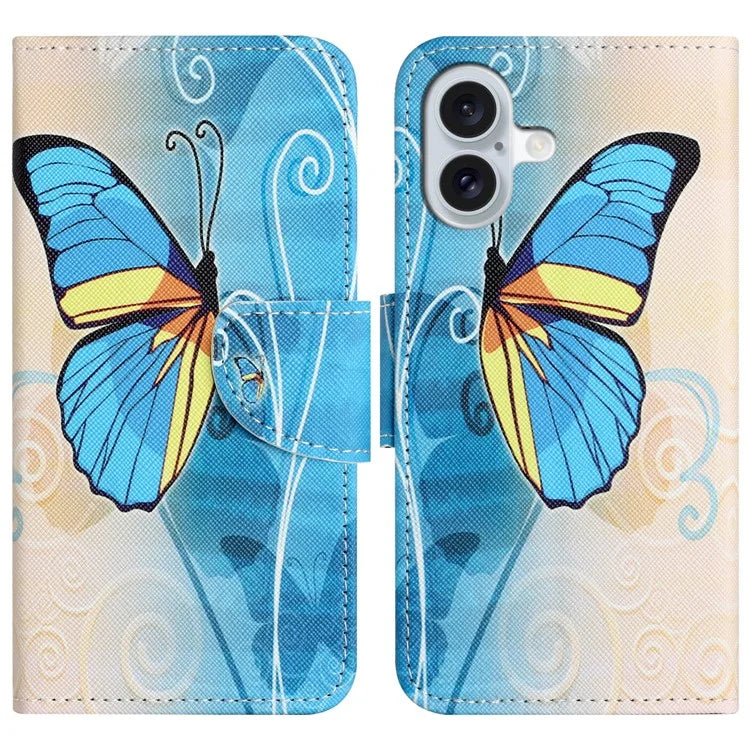 For iPhone 16 Plus Case Pattern Printing Cross Texture Phone Leather Cover