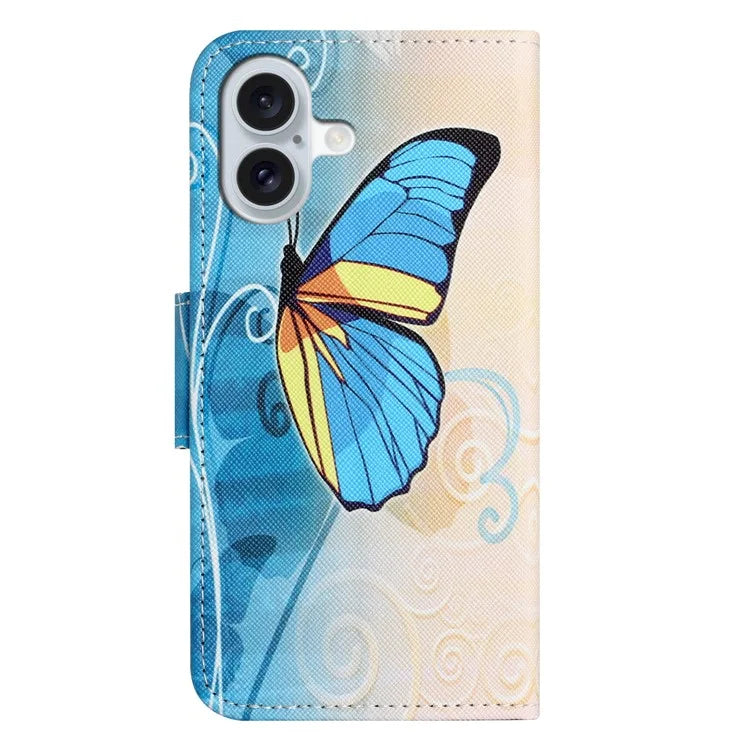 For iPhone 16 Plus Case Pattern Printing Cross Texture Phone Leather Cover