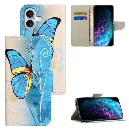 For iPhone 16 Plus Case Pattern Printing Cross Texture Phone Leather Cover