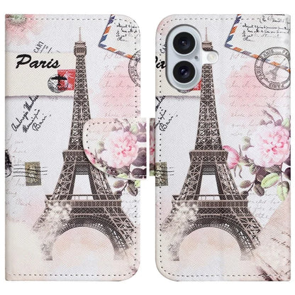 For iPhone 16 Plus Case Pattern Printing Cross Texture Phone Leather Cover