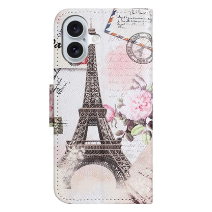 For iPhone 16 Plus Case Pattern Printing Cross Texture Phone Leather Cover