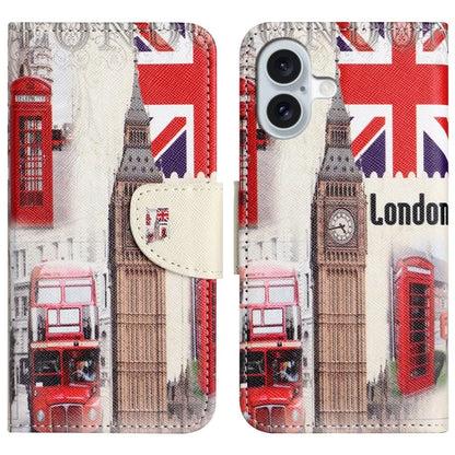 For iPhone 16 Plus Case Pattern Printing Cross Texture Phone Leather Cover