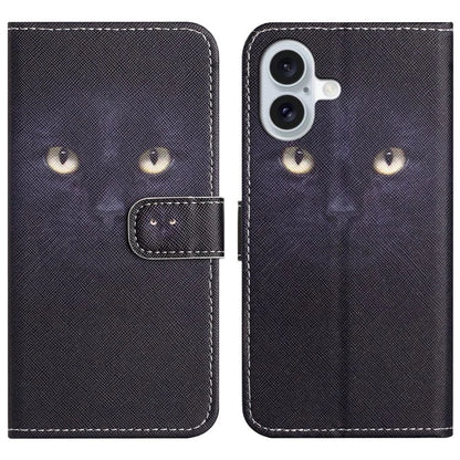 For iPhone 16 Plus Case Pattern Print PU Leather Wallet Phone Cover Cross Texture