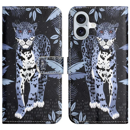 For iPhone 16 Plus Case Pattern Print PU Leather Wallet Phone Cover Cross Texture