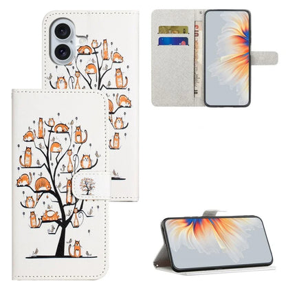 For iPhone 16 Plus Case Pattern Print PU Leather Wallet Phone Cover Cross Texture