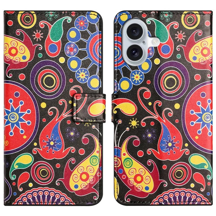 For iPhone 16 Plus Wallet Case Pattern Print PU Leather Flip Phone Cover