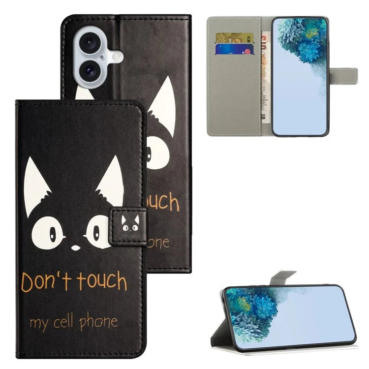 For iPhone 16 Plus Wallet Case Pattern Print PU Leather Flip Phone Cover