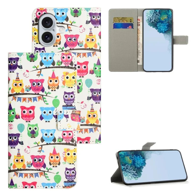 For iPhone 16 Plus Wallet Case Pattern Print PU Leather Flip Phone Cover