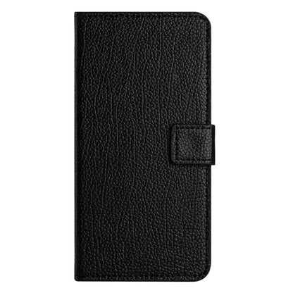 For iPhone 16 Plus Case Litchi Texture PU Leather Wallet Folio Flip Phone Cover, Black