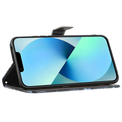 For iPhone 16 Pro Max Wallet Case PU Leather Phone Cover Cross Texture Pattern Print