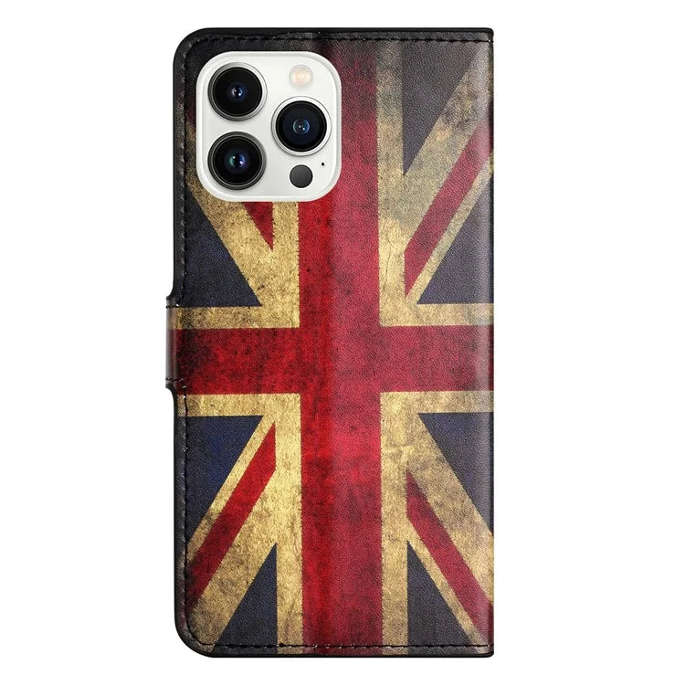 For iPhone 16 Pro Max Case PU Leather Wallet Phone Cover Pattern Print