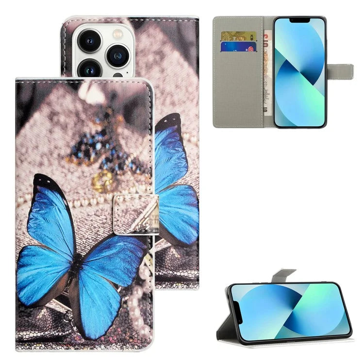 For iPhone 16 Pro Max Case PU Leather Wallet Phone Cover Pattern Print