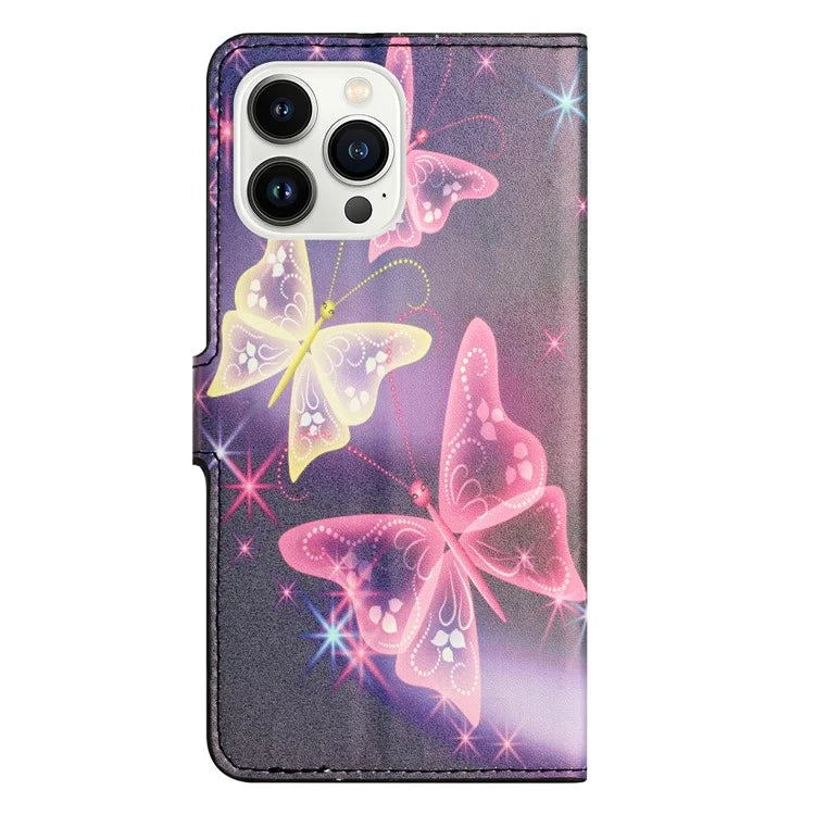 For iPhone 16 Pro Max Case PU Leather Wallet Phone Cover Pattern Print